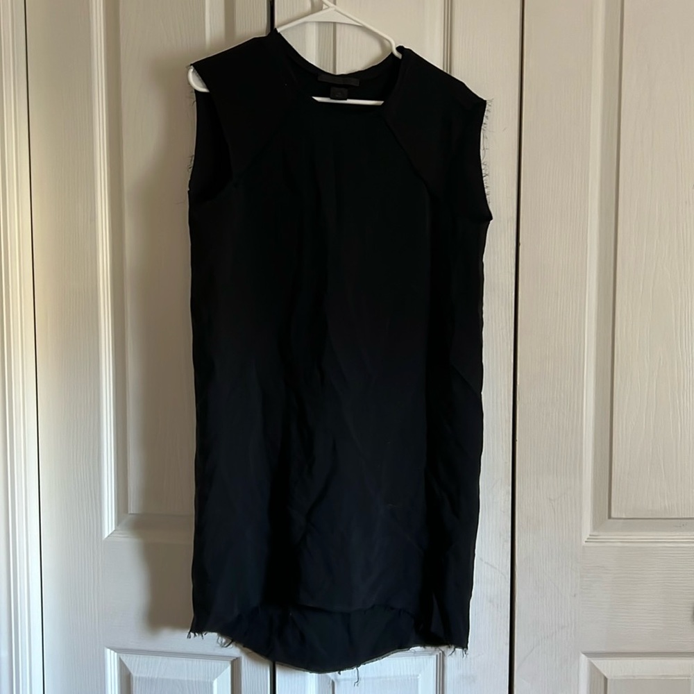 KES Black Silk  high low dress  31.5 front 35.5 back